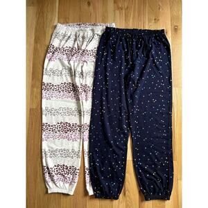 Gap 2-Bundle White Leopard & Navy Stars Jogger Pajamas Pants (Youth size 12)